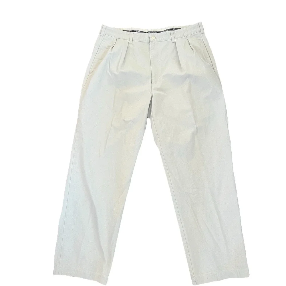 VTG Polo Ralph Lauren Andrew Pant Men's Sz 38x32‎ Khaki High Waist Pleated Chino